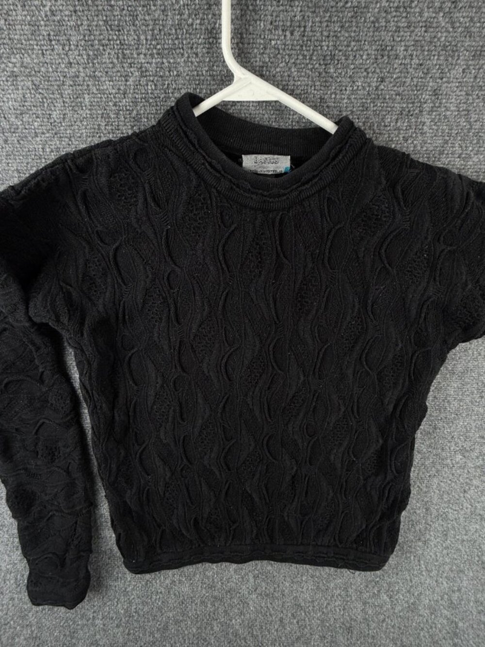 COOGI Australia Black 3D Textured Knit Sweater Pullover Cotton Small Ladies